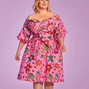 Eloquii Off the Shoulder Puff Sleeve Fit and Flare Dress - Size 22